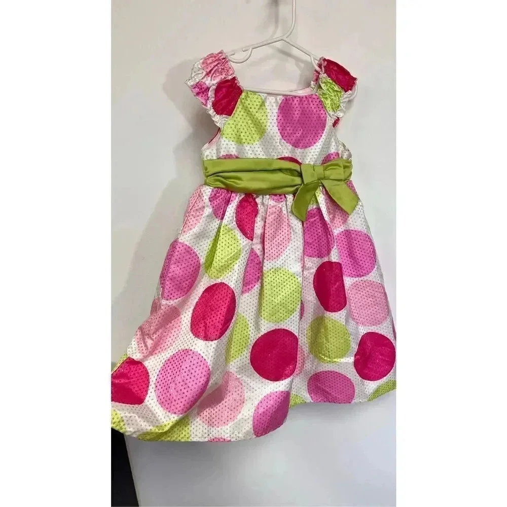 Vintage Blueberi Boulevard Little Girls 4T Polka Dot Tutu Easter Dress Wrap‎ Tie